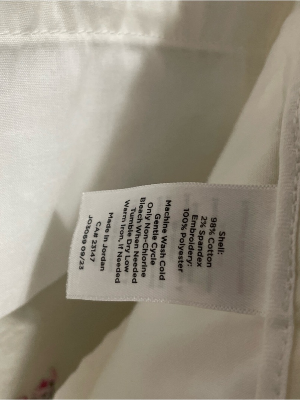 Talbots Cream Chinos with Pink Floral Embroidery Size 14P - Picture 3 of 5